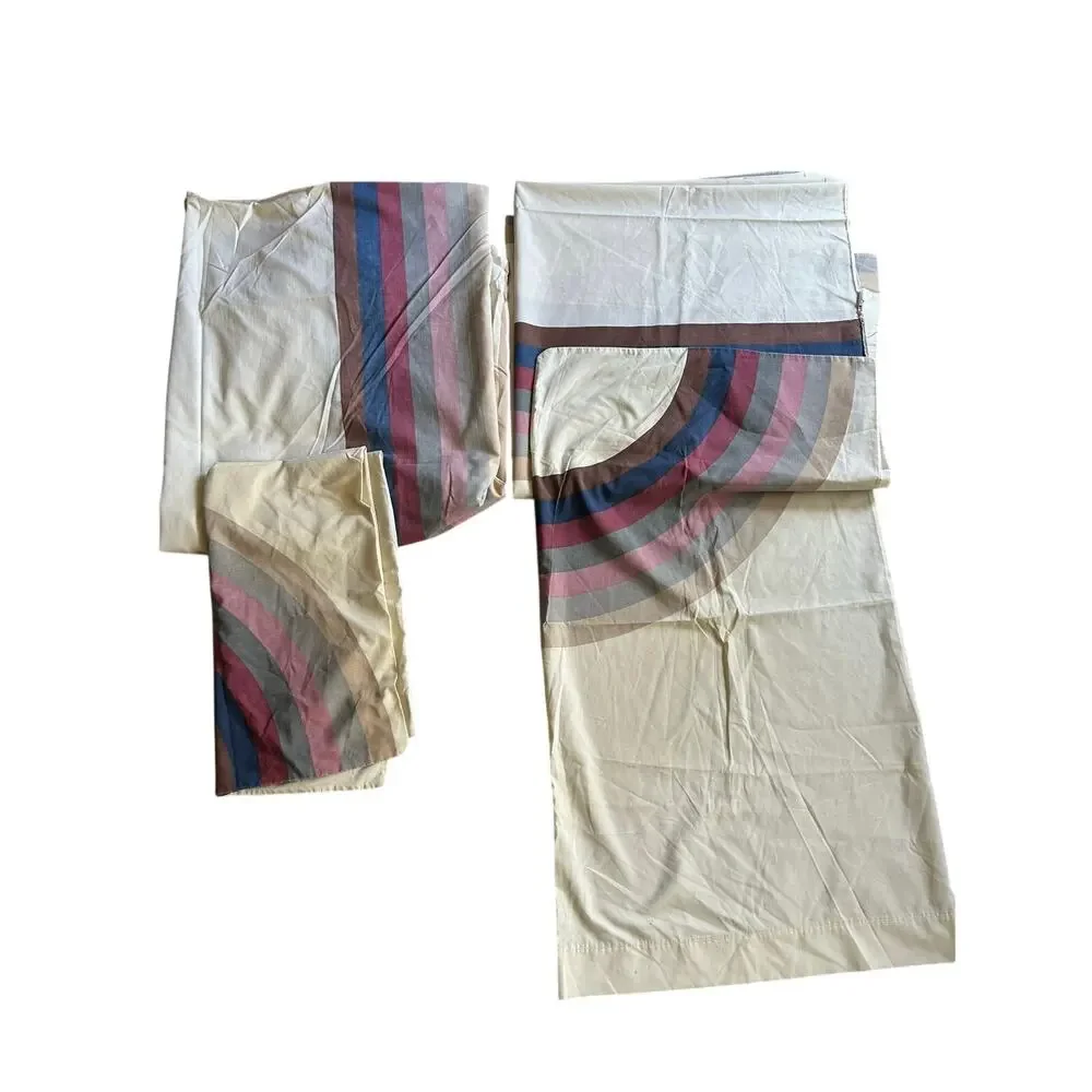 Vintage king size sheet set Wamsutta Tomorrow’s Rainbow Cool Tones 4 pieces